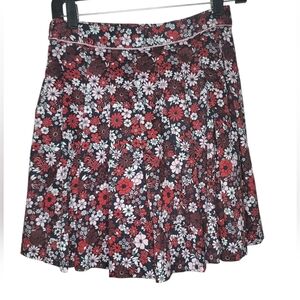 Brooks Brothers Floral A-Line Skirt - Red, White, and Black Size: 14(Girl)